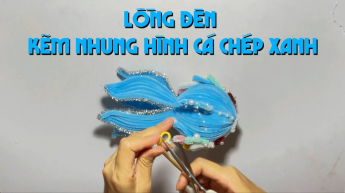 Lồng đèn kẽm nhung hình cá chép xanh